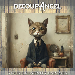 Papier Mousseline Cat perplexe William dans le salon - Découpage -