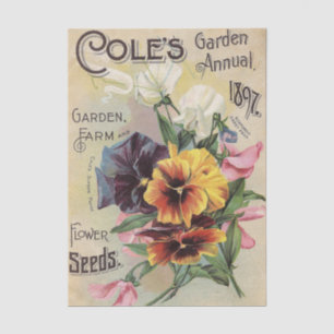 Papier Mousseline Catalogue de graines vintage 1897 Cole's Garden An