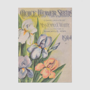 Papier Mousseline Catalogue de graines vintage, Emma White, 1914, Ly