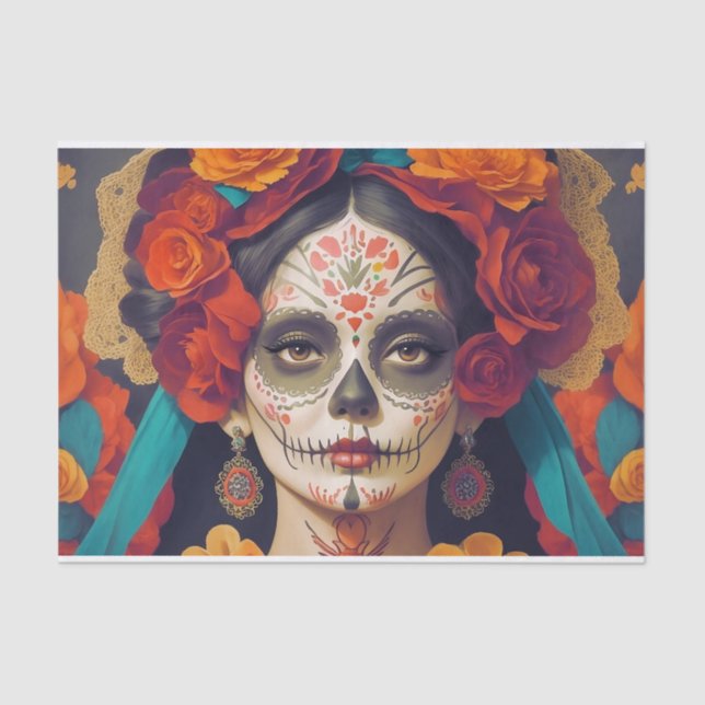 Papier Mousseline Catrina Day Of Dead 1 Decoupage (Recto)