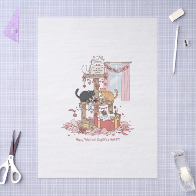 Papier Mousseline  Cat's Meow Valentine's Day Tissue Paper (Artisanat)