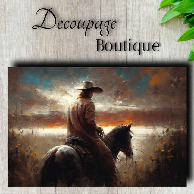 Papier Mousseline Cavalier de la Prairie Découpe (Prairie Rider Decoupage Tissue Paper)