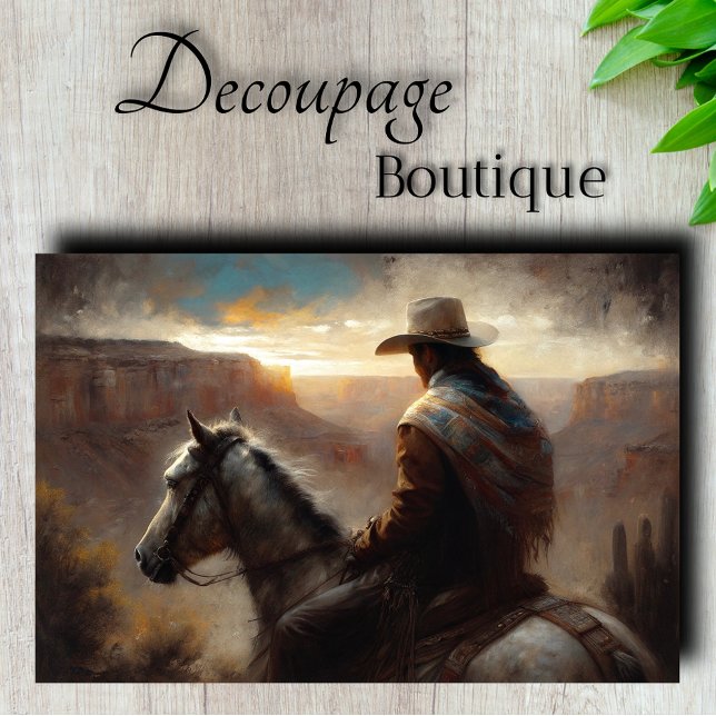 Papier Mousseline Cavalier du Canyon Découpage (Canyon Horseman Decoupage Tissue Paper)