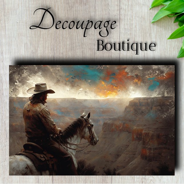 Papier Mousseline Cavalier du Grand Canyon Découpage (Grand Canyon Rider Decoupage Tissue Paper)