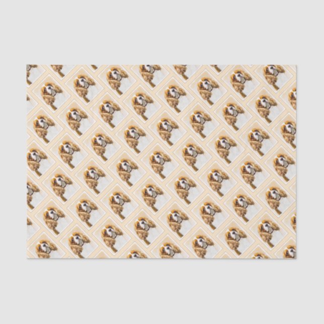 Papier Mousseline Cavalier King Charles Spaniel Peinture originale (Recto)