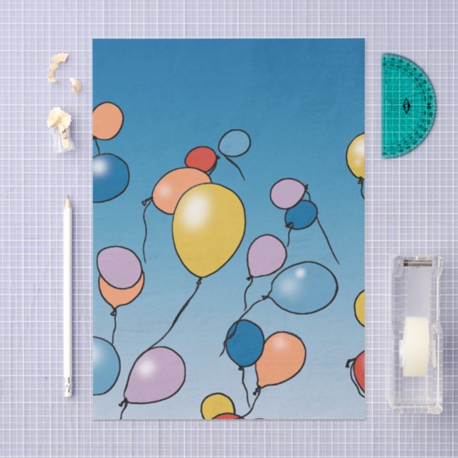 Papier Mousseline Célébration d'anniversaire avec ballons (Artisanat)