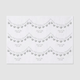 Papier Mousseline Célébration de 70 ans de mariage cœur en platine e