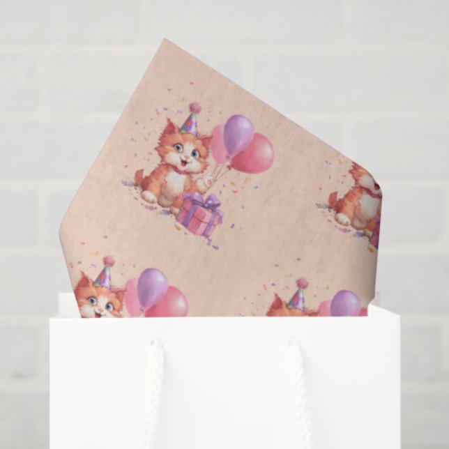 Papier Mousseline Célébration de chats Kitty Anniversaire (Sac cadeau)