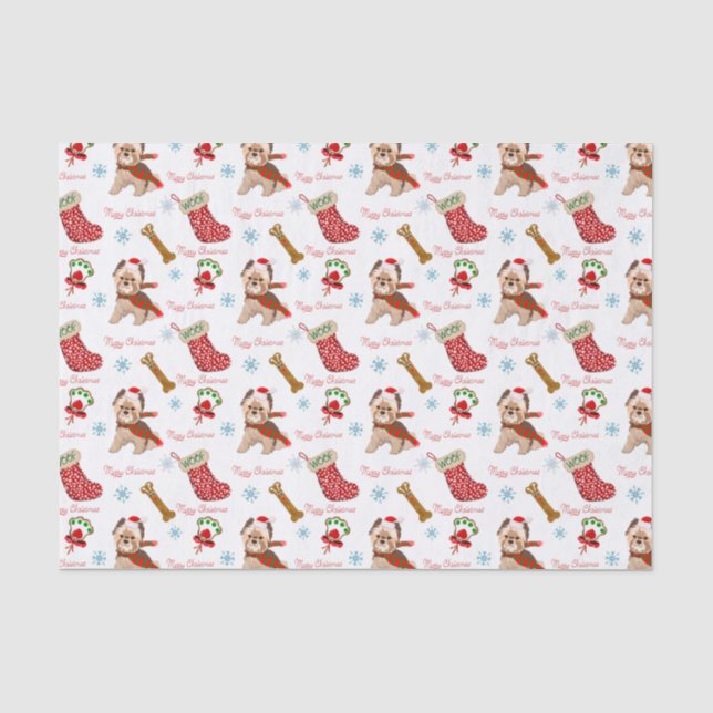 Papier Mousseline Célébration de Noël avec Yorkie  (Recto)