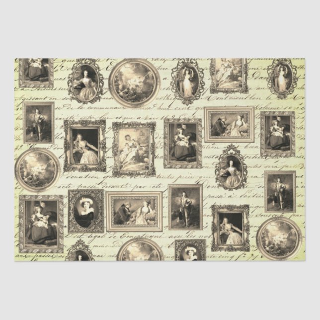 Papier Mousseline Célèbre Rococo Art Cadre Découpage Beige Antique (Recto)