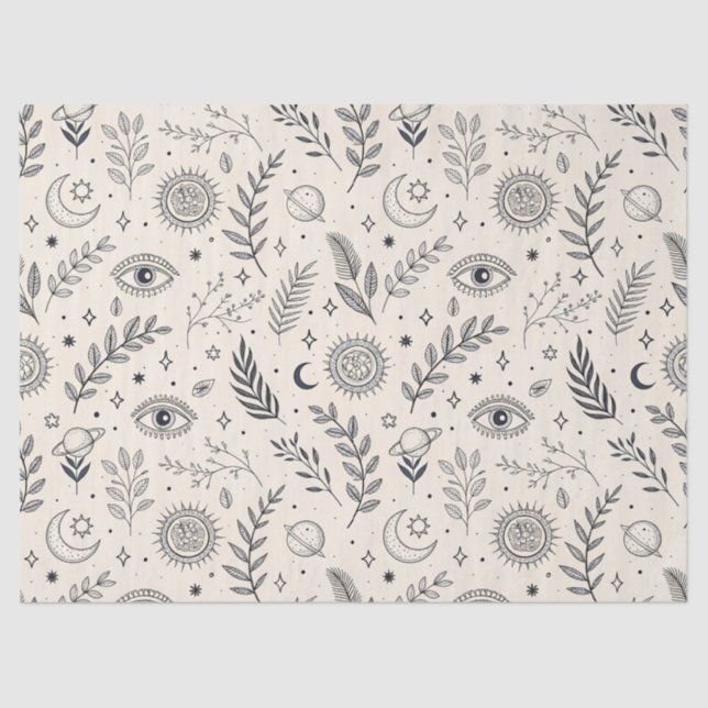 Papier Mousseline Celestial Botanical Pattern (5) (Recto)