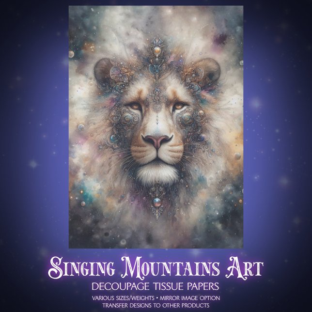 Papier Mousseline Celestial Fantasy Lion Craft Decoupage (Créateur téléchargé)