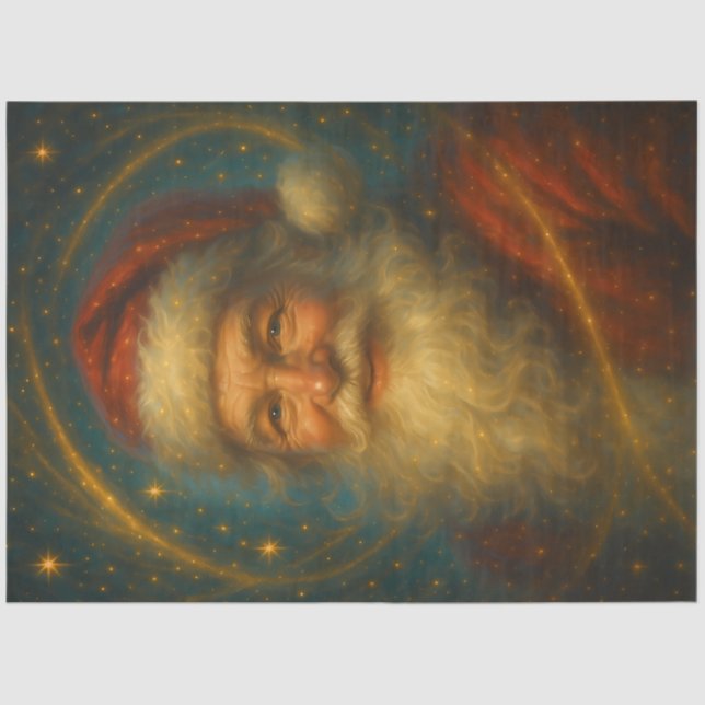Papier Mousseline Celestial Father Christmas Decoupage Paper (Recto)