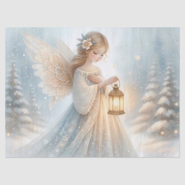 Papier Mousseline Celestial Winter Angel Lantern of Comfort (Recto)
