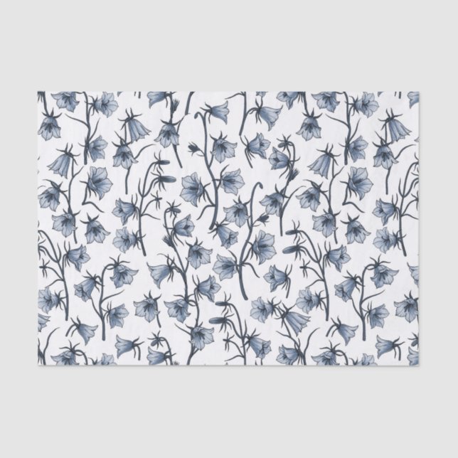 Papier Mousseline Cellules bleues, Cloches, Bellflowers (Recto)