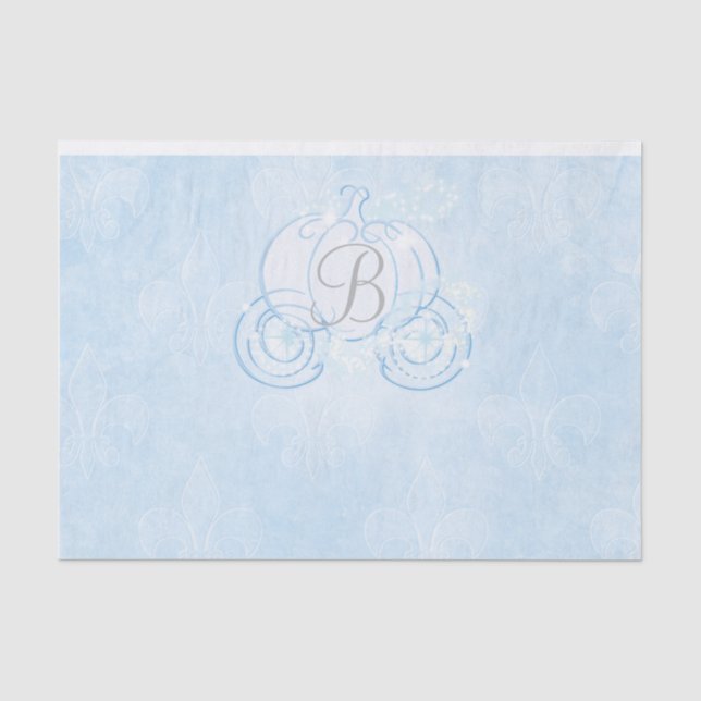 Papier Mousseline Cendrillon Carrosse Citrouille Monogramme Initiale (Recto)