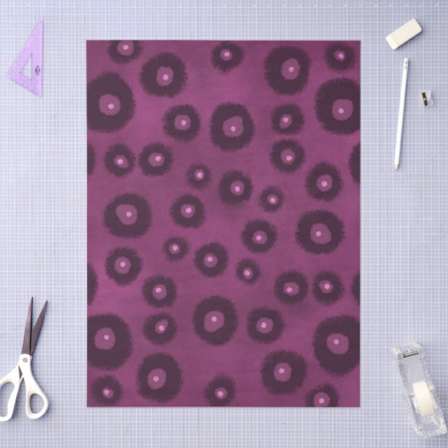 Papier Mousseline Cercles Abstraits prune violet points Découpage (Artisanat)