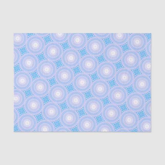 Papier Mousseline Cercles bleu ciel motif (Recto)