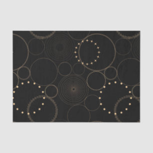 Papier Mousseline Cercles d'or astrologie roue astro-chart sur noir 