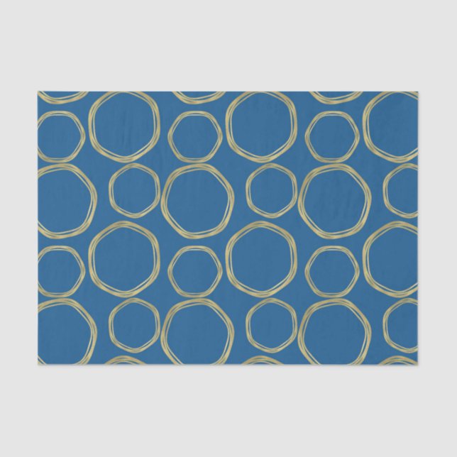 Papier Mousseline Cercles d'or et Bleu clair Moderne tendance (Recto)