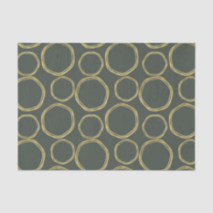 Papier Mousseline Cercles d'or & Olive rustique Vert moderne tendanc