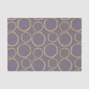 Papier Mousseline Cercles d'or & Taupe rustique violet moderne tenda