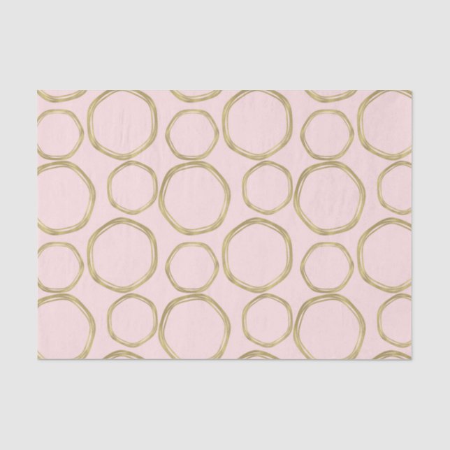 Papier Mousseline Cercles dorés et rose tendre Moderne Tendance Chic (Recto)