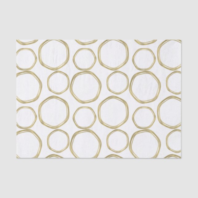 Papier Mousseline Cercles Dorés Sur Fond Blanc Moderne Tendance (Recto)