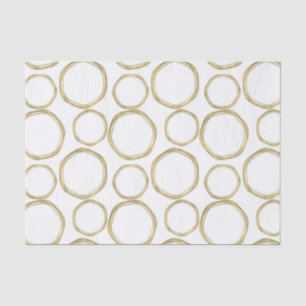 Papier Mousseline Cercles dorés sur tendance moderne blanche