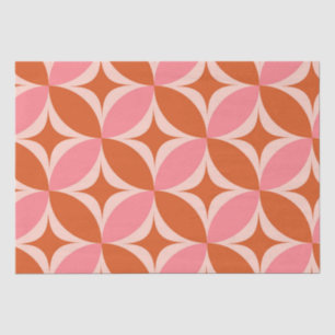 Papier Mousseline Cercles étoilés du milieu du siècle rose et orange