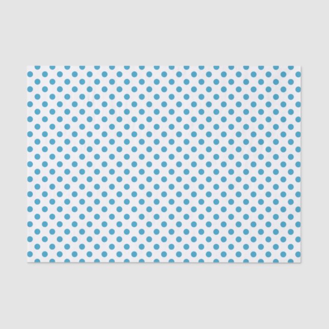 Papier Mousseline Cercles Pois bleu paon (Recto)