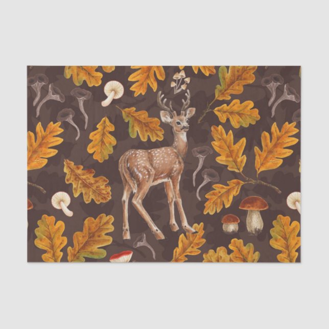 Papier Mousseline Cerf dans la forêt automnale 2 (Recto)