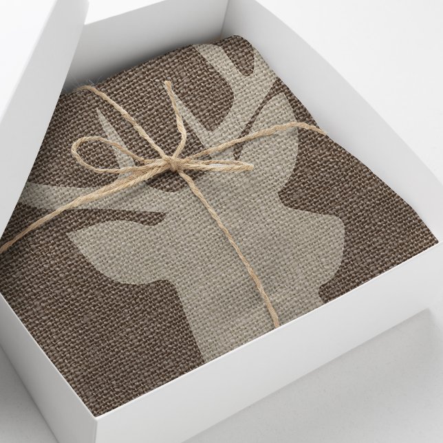 Papier Mousseline Cerf de Burlap Rustique (Créateur téléchargé)