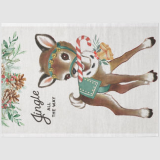 Papier Mousseline Cerf de Noël rétro et Sucre de canne