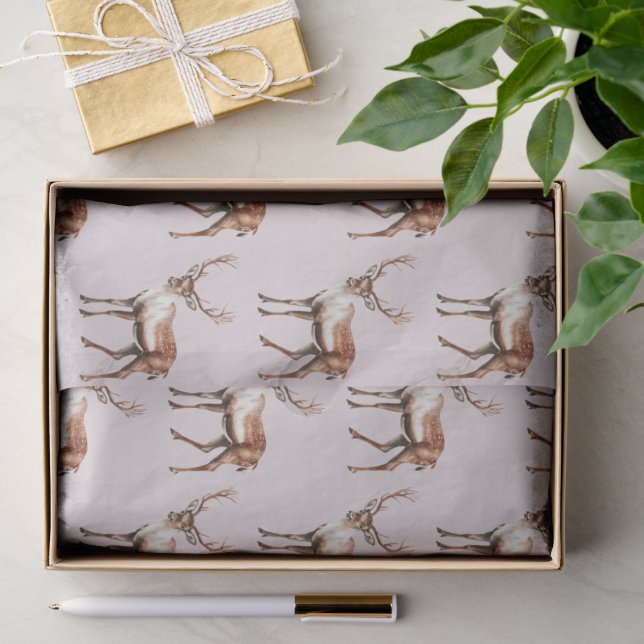 Papier Mousseline Cerf Élans Noël (Cadeau)
