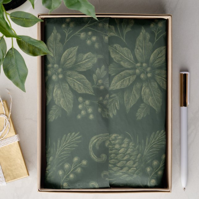 Papier Mousseline Cerf rustique vert vintage  (Créateur téléchargé)