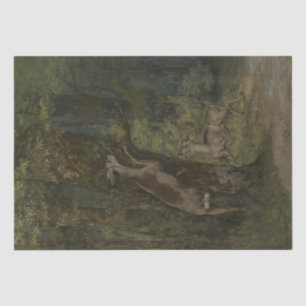 Papier Mousseline Cerfs dans la forêt (par Gustave Courbet)