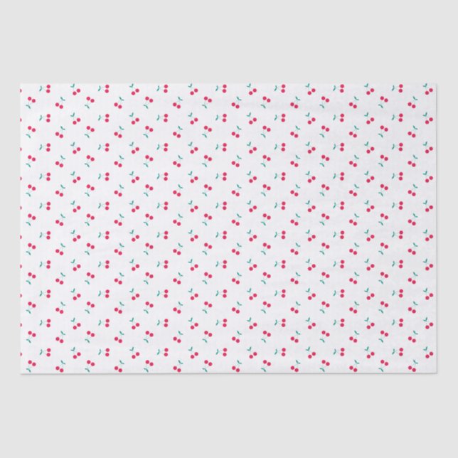 Papier Mousseline Cerise mignonne Cerises esthétiques Motif Blanc (Recto)