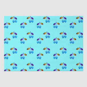 Papier Mousseline Cerises bleues vives