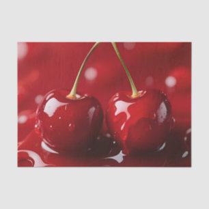 Papier Mousseline Cerises Brillantes Fantaisie au Sirop Rouge