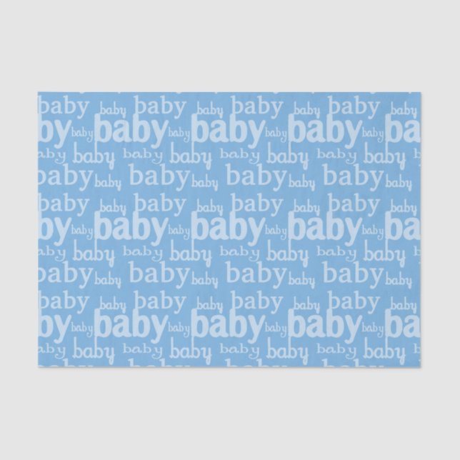 Papier Mousseline C'est une fête de Baby Shower pour garçon bleu (Recto)