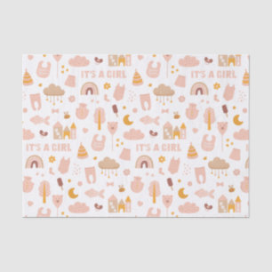 Papier Mousseline C'est une fille. Baby shower motif de jouet rose m