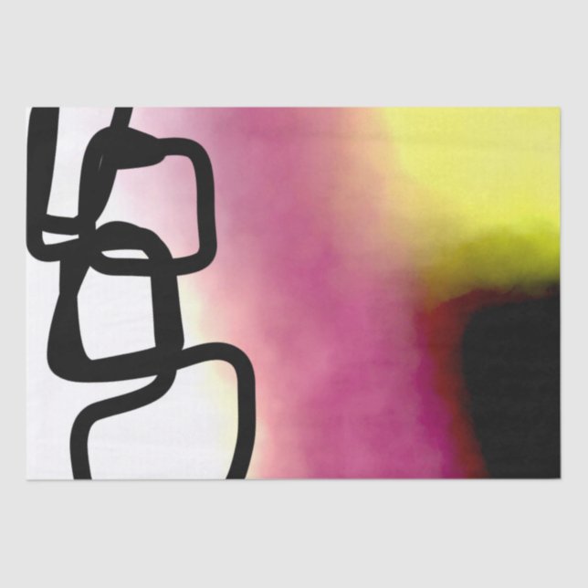 Papier Mousseline Chaîne de blocage : Abstrait rose, jaune, noir et  (Recto)