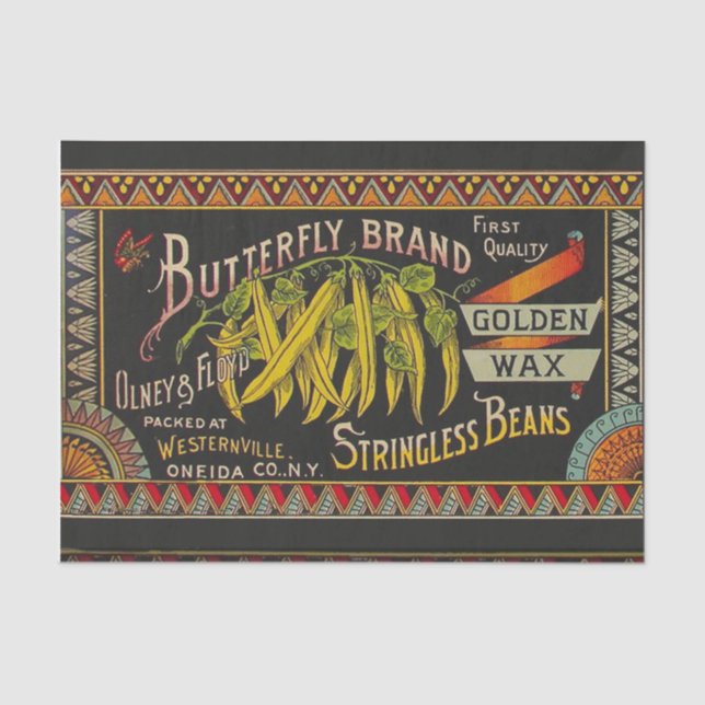 Papier Mousseline Chaîne Étiquette de haricot Vegetable Pays (Recto)