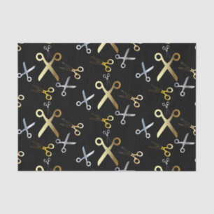 Papier Mousseline Chaîne Motif ciseaux or et argent brillant