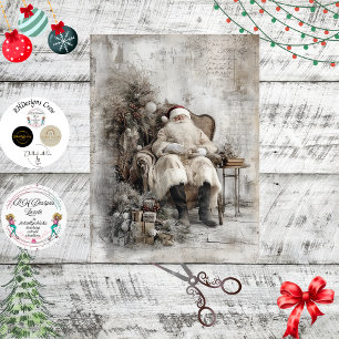 Papier Mousseline Chaise Père Noël Vintage de découpage et arbre