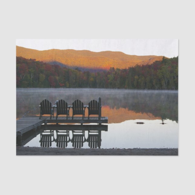 Papier Mousseline Chaises Adirondack Heart Lake Fall (Recto)