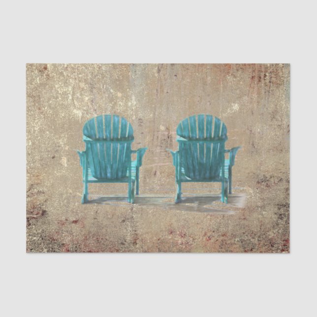 Papier Mousseline Chaises de plage Adirondack Teal Brun Texture (Recto)