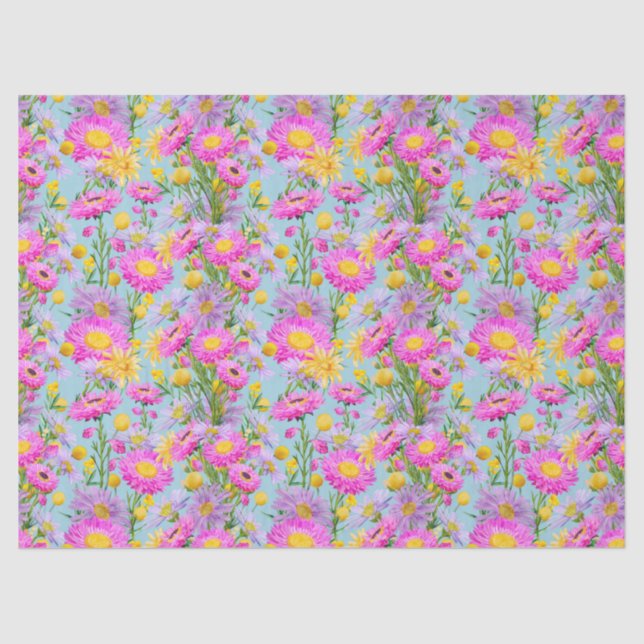 Papier Mousseline Chalet d'été Jardin Bleu (Recto)