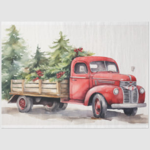 Papier Mousseline Chaleur hivernale : Camion Vintage et arbres de va